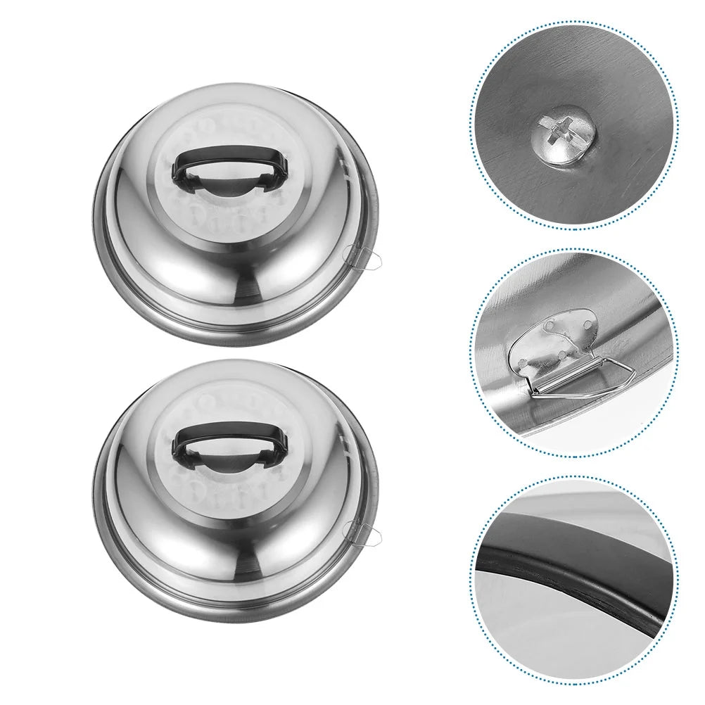 unbranded 2Pcs Stainless Steel Pot Covers 28.5cm Pot Lids Kitchen Accessories (Silver)