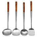Long Handle Stainless Steel Wok Kitchen Slotted Turner Rice Spoon Ladle Cooking Tools Utensil Set