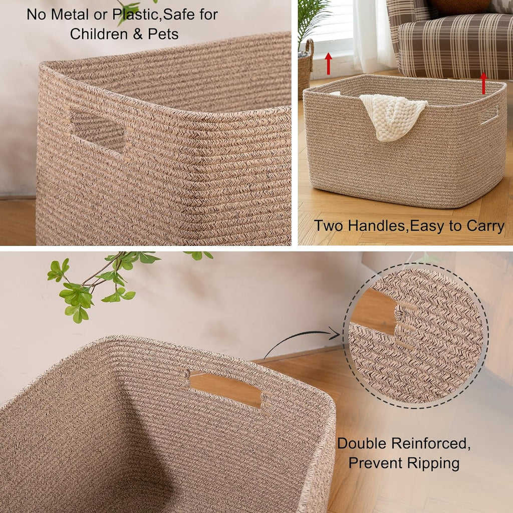 118L XXXLarge Cotton Rope Storage Basket Oversized Blanket Basket Used for Organizing Dirty Clothes in Living Room Bedroom Nursery Dog Toy Storage Bins 25" x 17" x 16",Grey