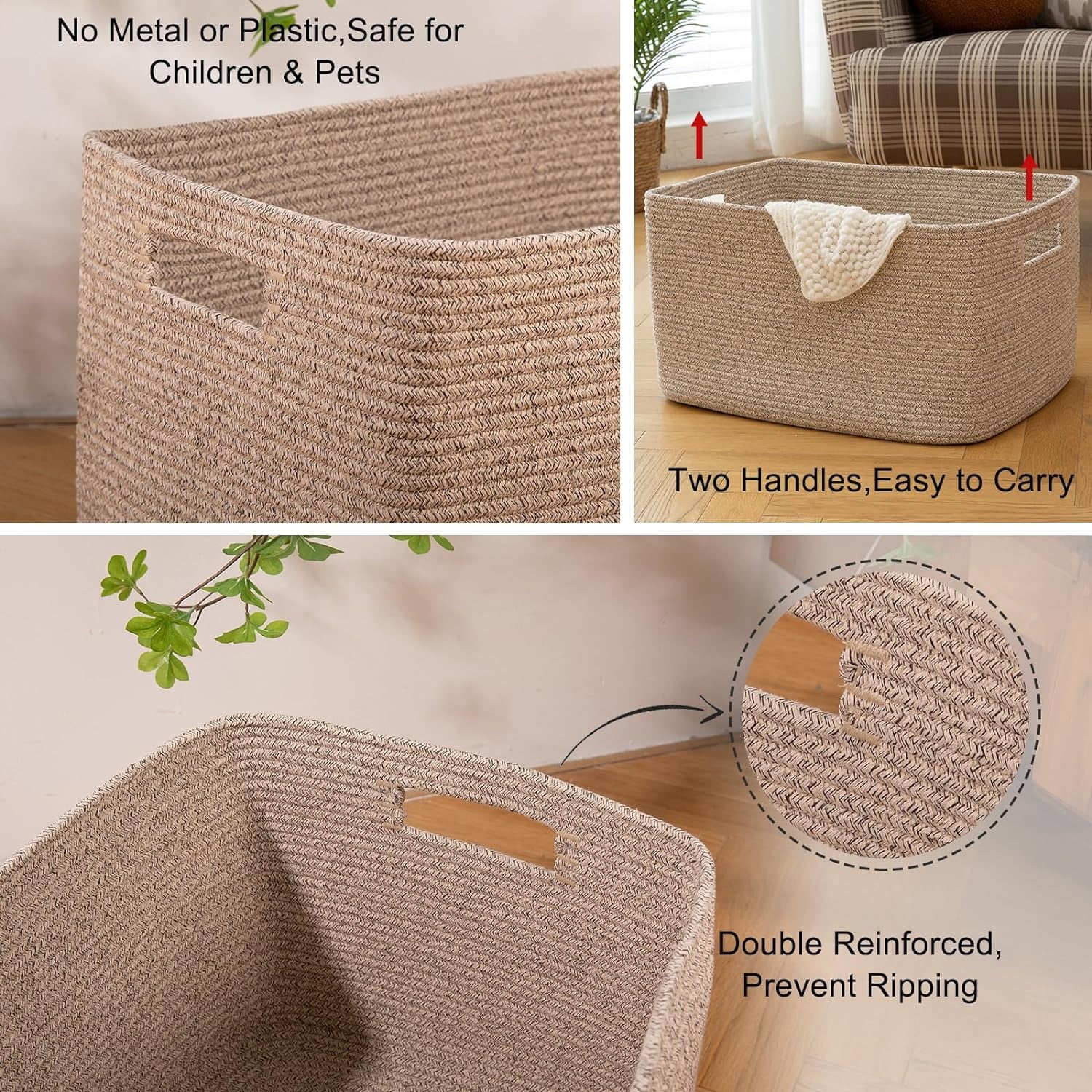 118L XXXLarge Cotton Rope Storage Basket Oversized Blanket Basket Used for Organizing Dirty Clothes in Living Room Bedroom Nursery Dog Toy Storage Bins 25" x 17" x 16",Grey