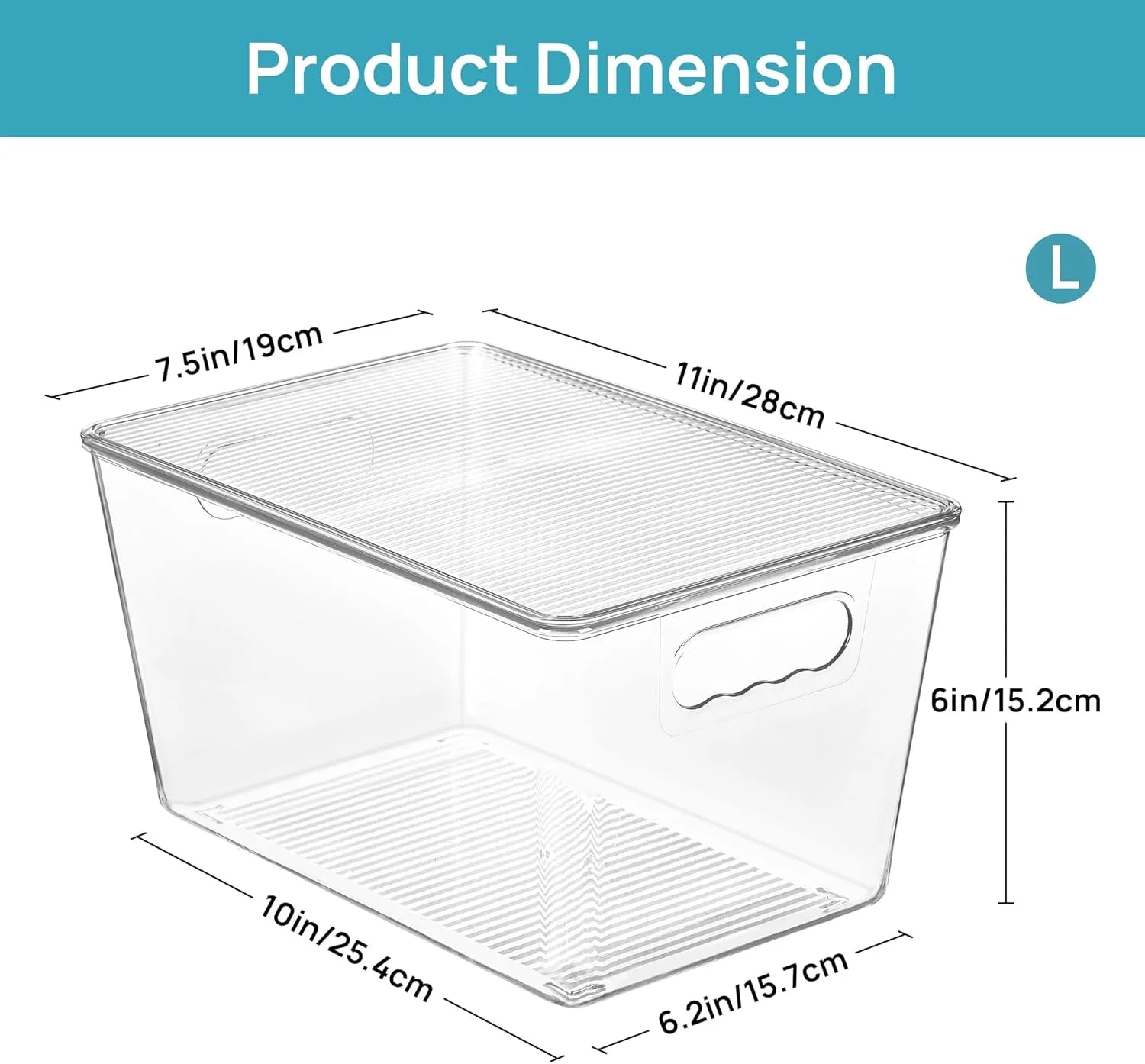 Clear Stackable Storage Bins with Lids Large Plastic Containers with Handle for Pantry Organizer and Storage,Perfect for Bathroom,Cabinet,Kitchen,Fridge,Closet Organization