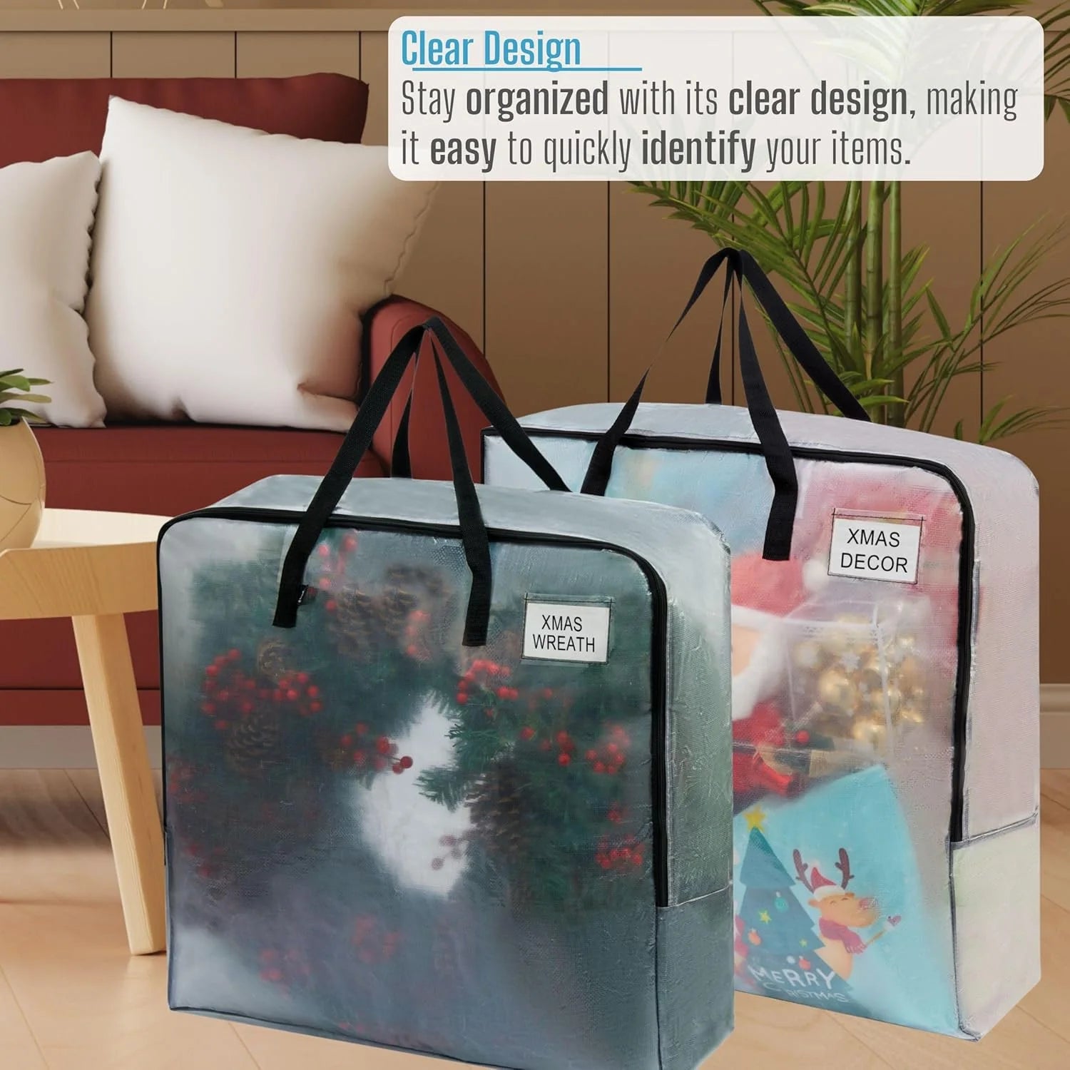 4 Pack Wreath Storage Bag Summer Christmas Decoration Garland Container 30 Inch Clear Door Wreath Organizers Moving Boxes Packing Supplies for College