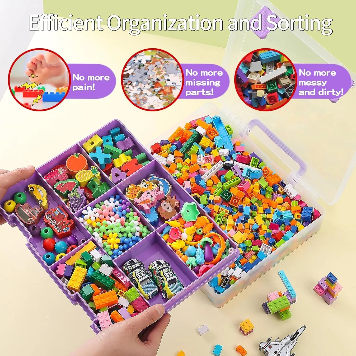 Douorgan Toy Storage Organizer for Lego Stackable Organizer Bins Portable Organizer Containers Storage Box Plastic Case for Bead Bracelet Making DIY Jewelry Nail Charms (Blue)