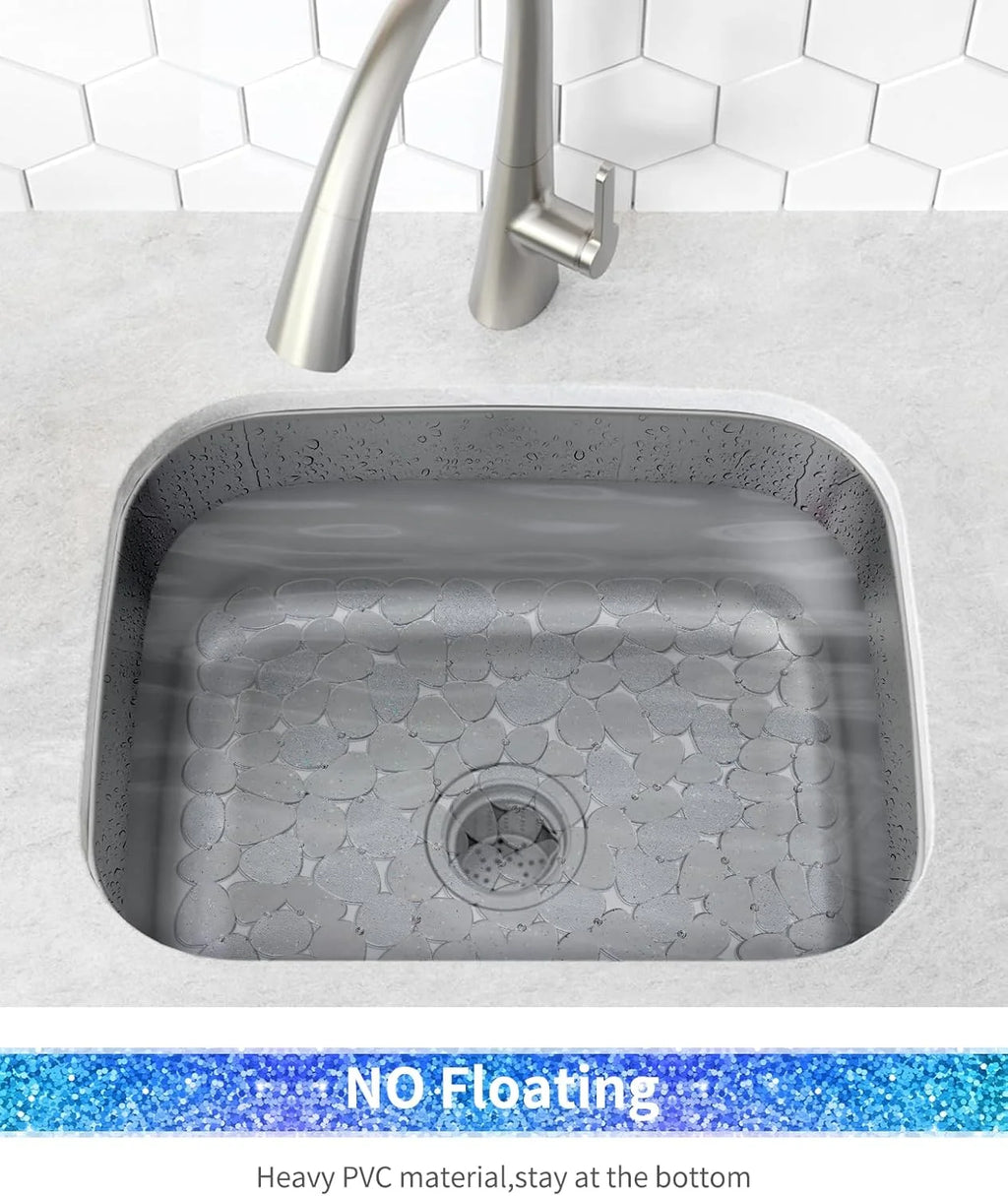 Bligli Pebble Sink Mat 2-Pack - PVC Kitchen Protector for Stainless Steel/Ceramic Dish Drying Mat for Dishes 15.7" x 11.8" Bling Clear