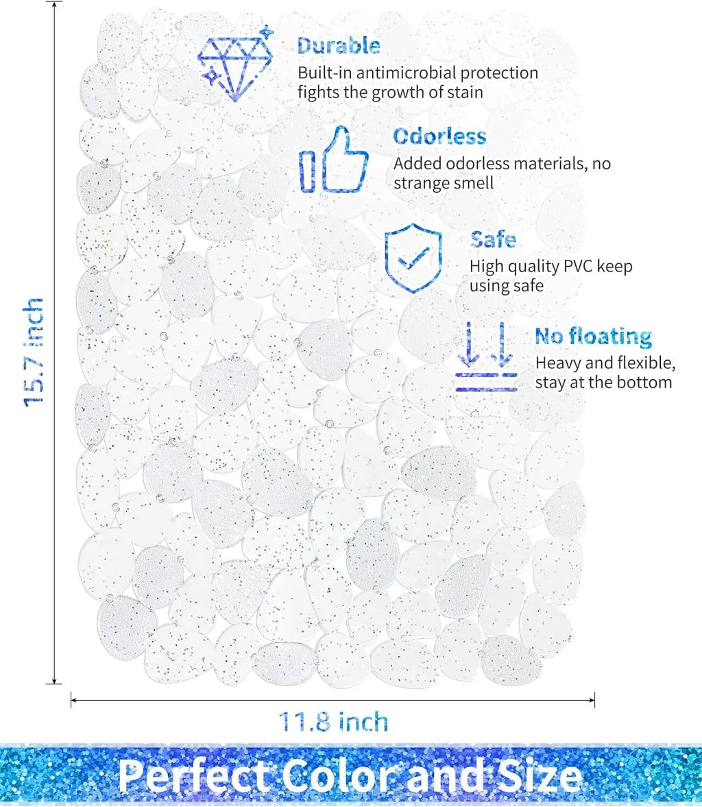 Bligli Pebble Sink Mat 2-Pack - PVC Kitchen Protector for Stainless Steel/Ceramic Dish Drying Mat for Dishes 15.7" x 11.8" Bling Clear