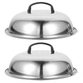 unbranded 2Pcs Stainless Steel Pot Covers 28.5cm Pot Lids Kitchen Accessories (Silver)