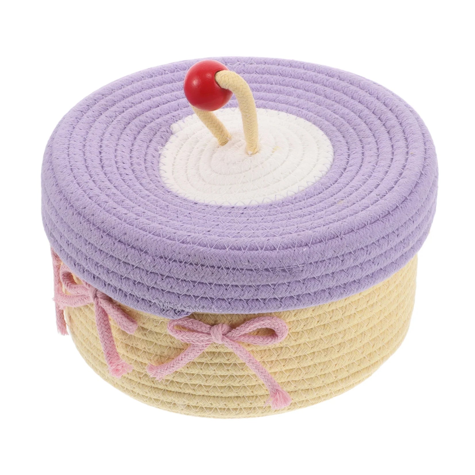 Woven Cotton Rope Basket With Lid Jewelry Storage Box Cute Basket Cotton Rope Basket Storage Woven Basket Woven Rope Basket Bathroom Basket Organizer
