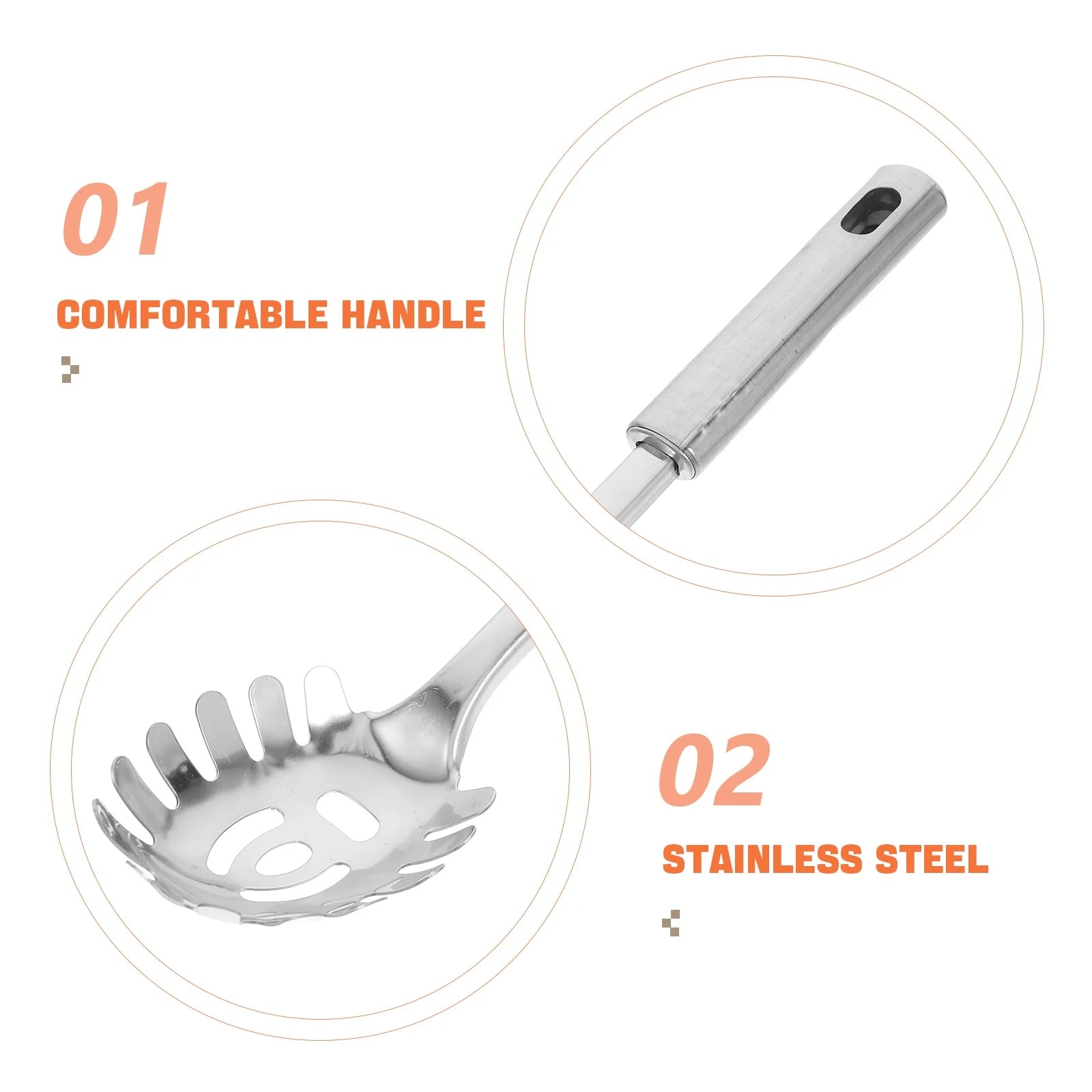Stainless Steel Pasta Server 1 Set Spaghetti Spoon Noodle Claw Pasta Fork Metal Pasta Spoon Heat Resistant for Cooking