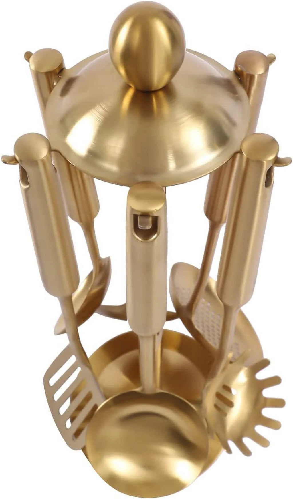 7pcs/ Set Gold Cooking Utensils Healthy Kitchen Tool with Holder Stainless Steel