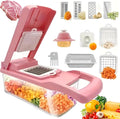 14Pcs Multi-Functional Vegetable Cutter &amp; Slicer Trendgolden Food Chopper Stainless Steel Blades Kitchen Gadgets &amp; Accessories (Pink)
