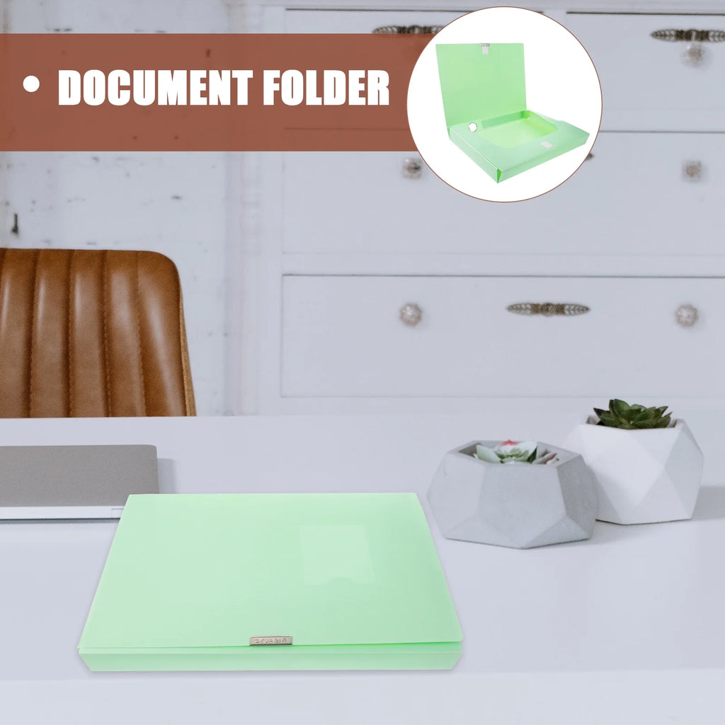 A4 File Box Photo Storage Boxes Organizer Folder Office Light Green
