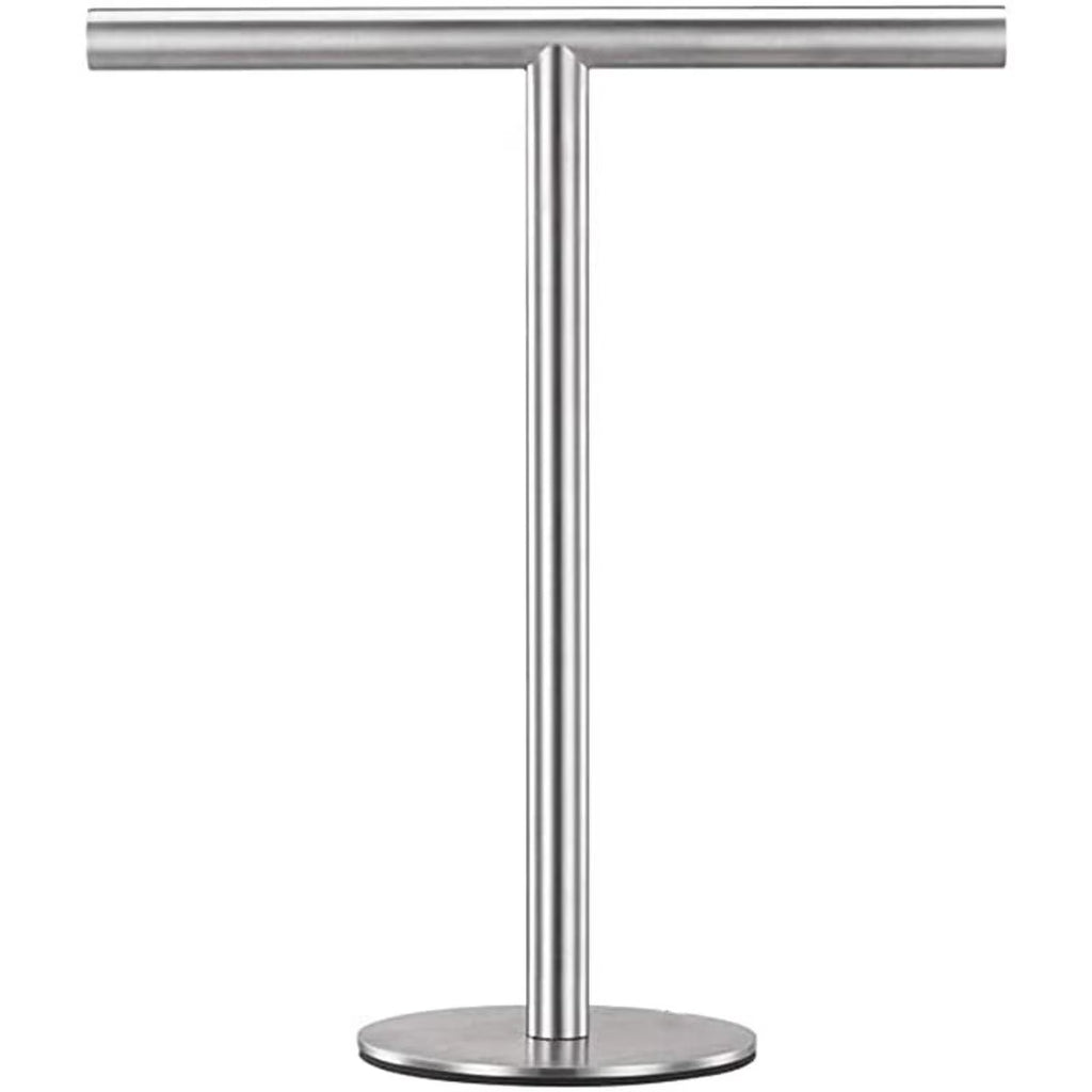 Brushed Standing Towel Rack Heavy Duty Base Stainless Steel T-Shaped Hand Towel Stand for Bathroom Kitchen.