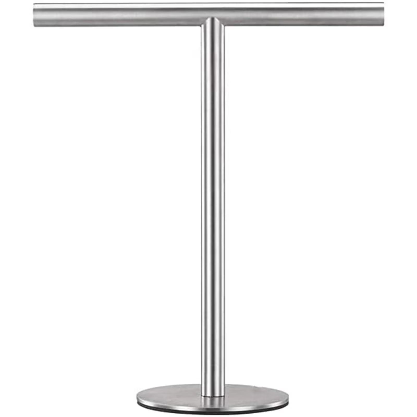 Brushed Standing Towel Rack Heavy Duty Base Stainless Steel T-Shaped Hand Towel Stand for Bathroom Kitchen.