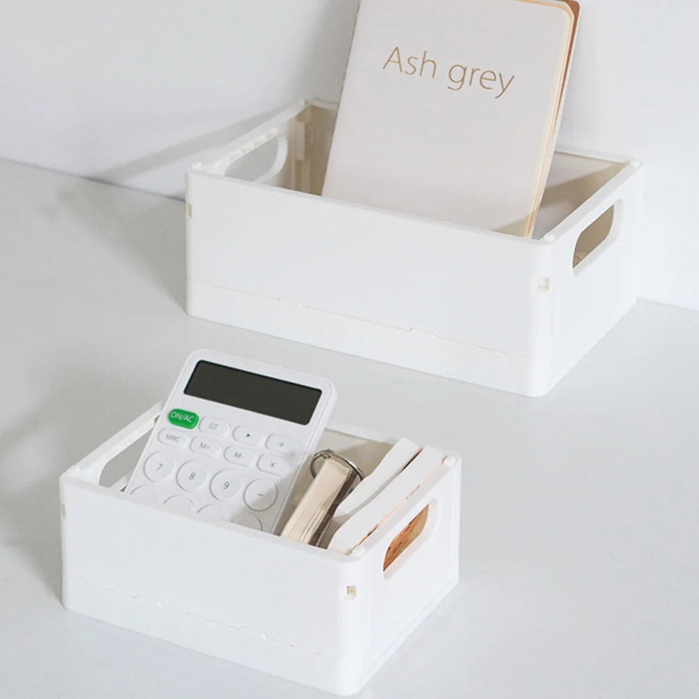 2pcs Household Storage Box Storage Organizer Box Foldable Box Plastic Desktop Makeup Storage Case