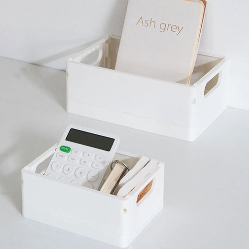 2pcs Household Storage Box Storage Organizer Box Foldable Box Plastic Desktop Makeup Storage Case