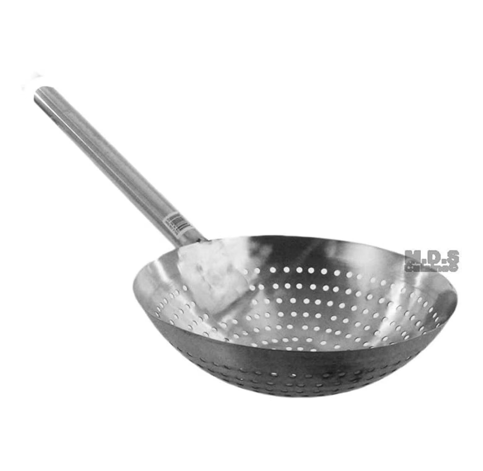 Stir Fry Skimmer Strainer 25" Stainless Steel Spider Ladle for Deep Frying Carnitas Chicken Shrimp - Long Handle Kitchen Tool