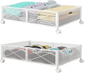 Under Bed Storage Containers with Wheels Under Bed Shoe Storage Organizer Drawer Tool-free Assembly Metal Storage Containers for Bedroom Clothes Shoes Blankets -2PCK
