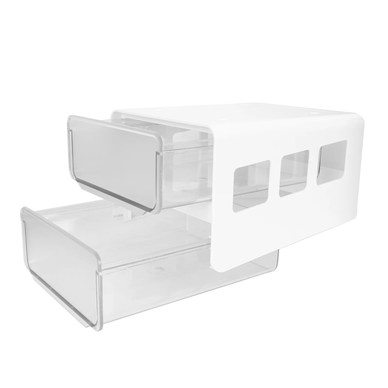 Double Storage Box Desktop Boxes Bins Table Shelf Office White