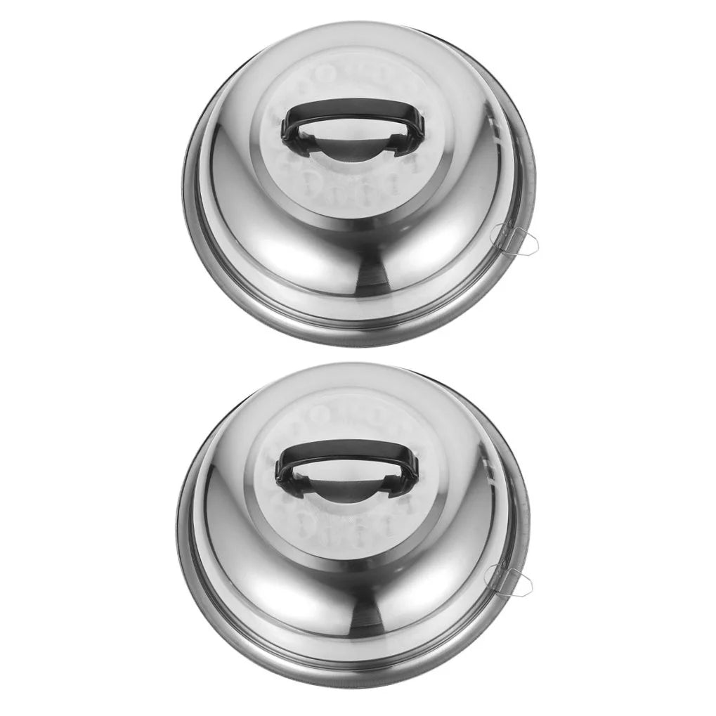 unbranded 2Pcs Stainless Steel Pot Covers 28.5cm Pot Lids Kitchen Accessories (Silver)