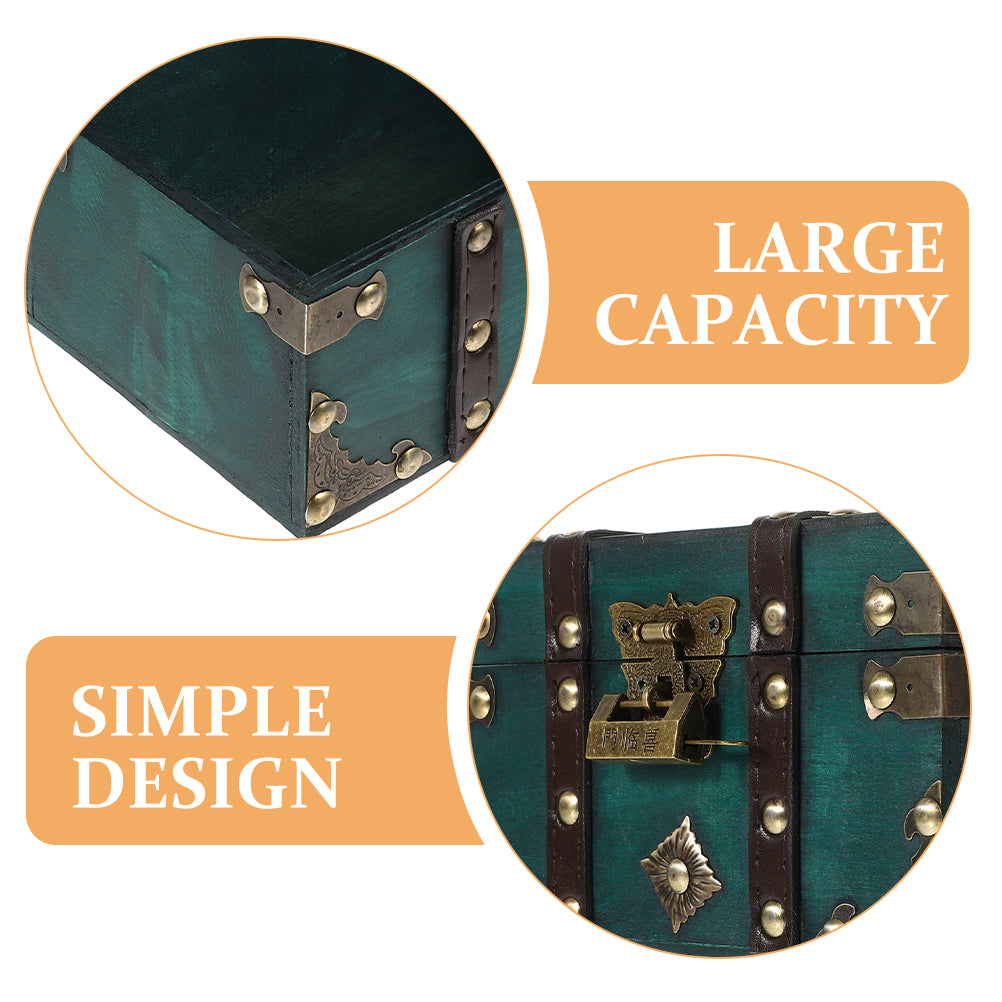 Wooden Storage Box Keepsake Stash Photo Treasure Chest Crate Dark Green