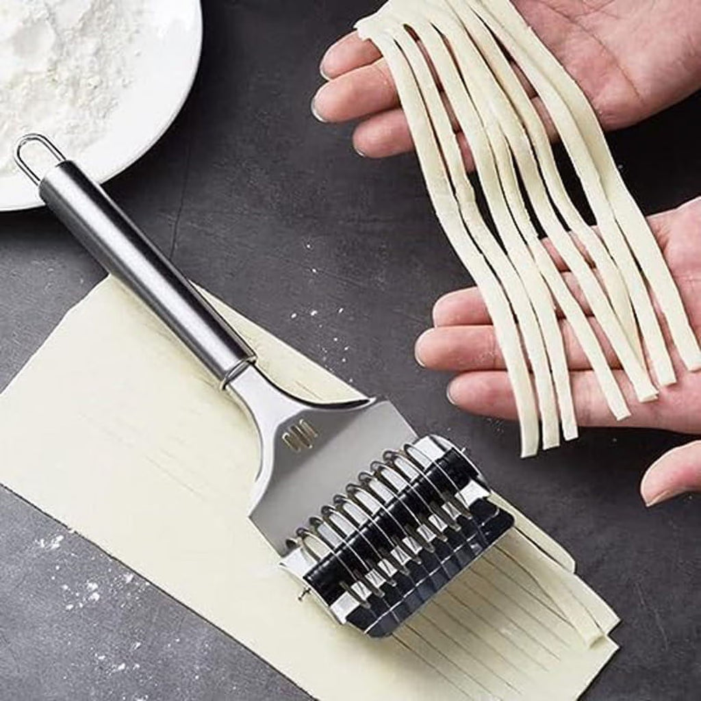 High Grade Stainless Steel Noodle Lattice Roller Dough Cutter for Kitchen Cooking Tools
