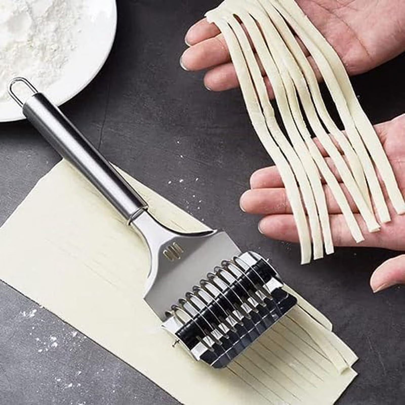 High Grade Stainless Steel Noodle Lattice Roller Dough Cutter for Kitchen Cooking Tools