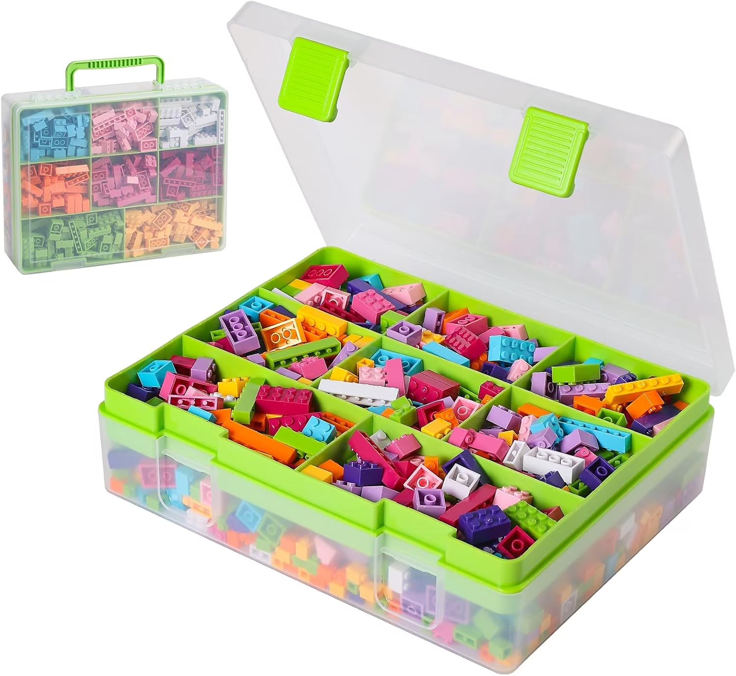 Douorgan Toy Storage Organizer for Lego Stackable Organizer Bins Portable Organizer Containers Storage Box Plastic Case for Bead Bracelet Making DIY Jewelry Nail Charms (Blue)