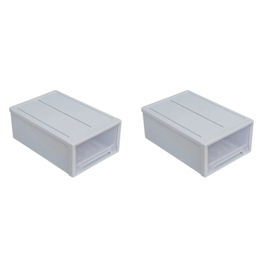 2pcs Drawer Clothes Storage Box- Out Drawer Container for Organizing Mens and Shoes Sandals Wedges Flats Heels and Accessories Blue