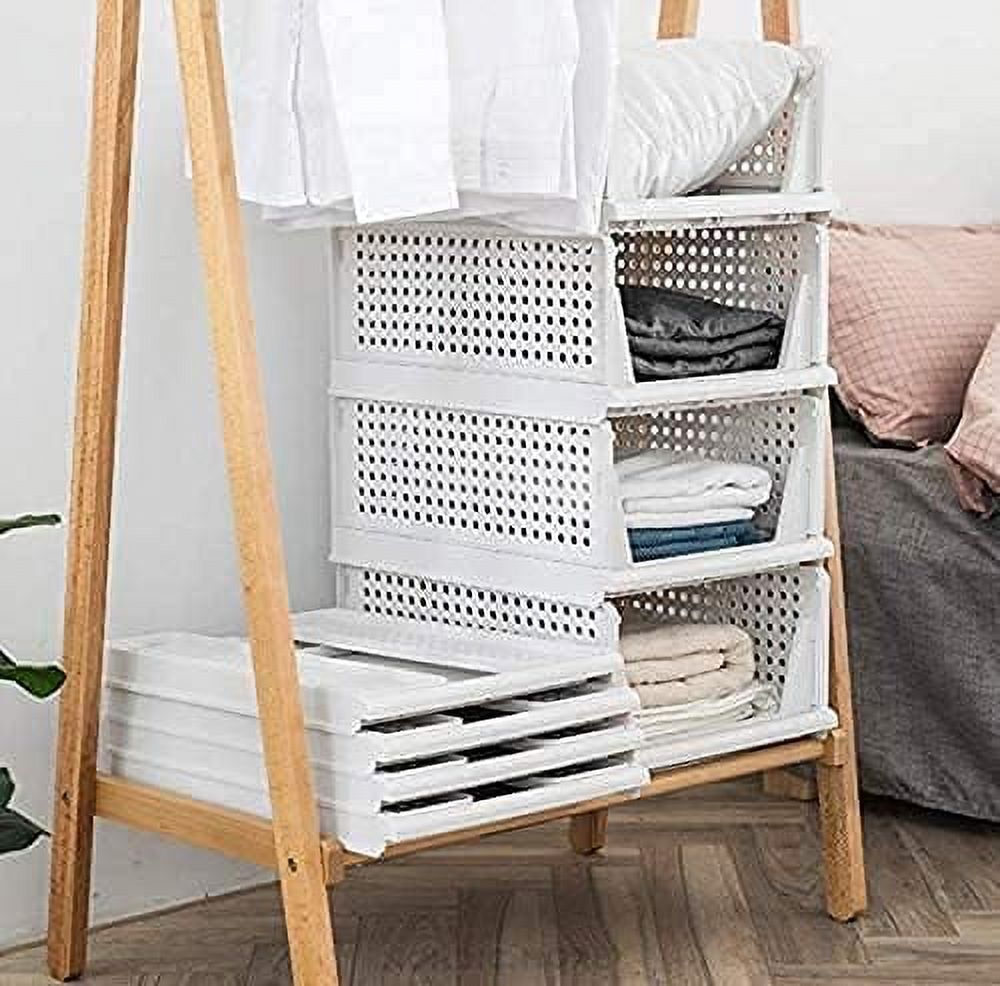 5 Pack Stackable Closet Storage Box,Closet Shelf Organizer and Storage Plastic Drawer Storage,Wardrobe Organizer Closet Organizers Storage Box for Cupboard Kitchen Office(5L)