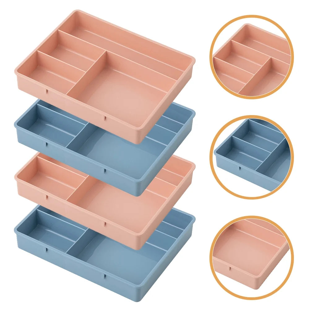 4 Pcs Office Storage Bins Drawers Four Grid Box Four-grid Compartment Case