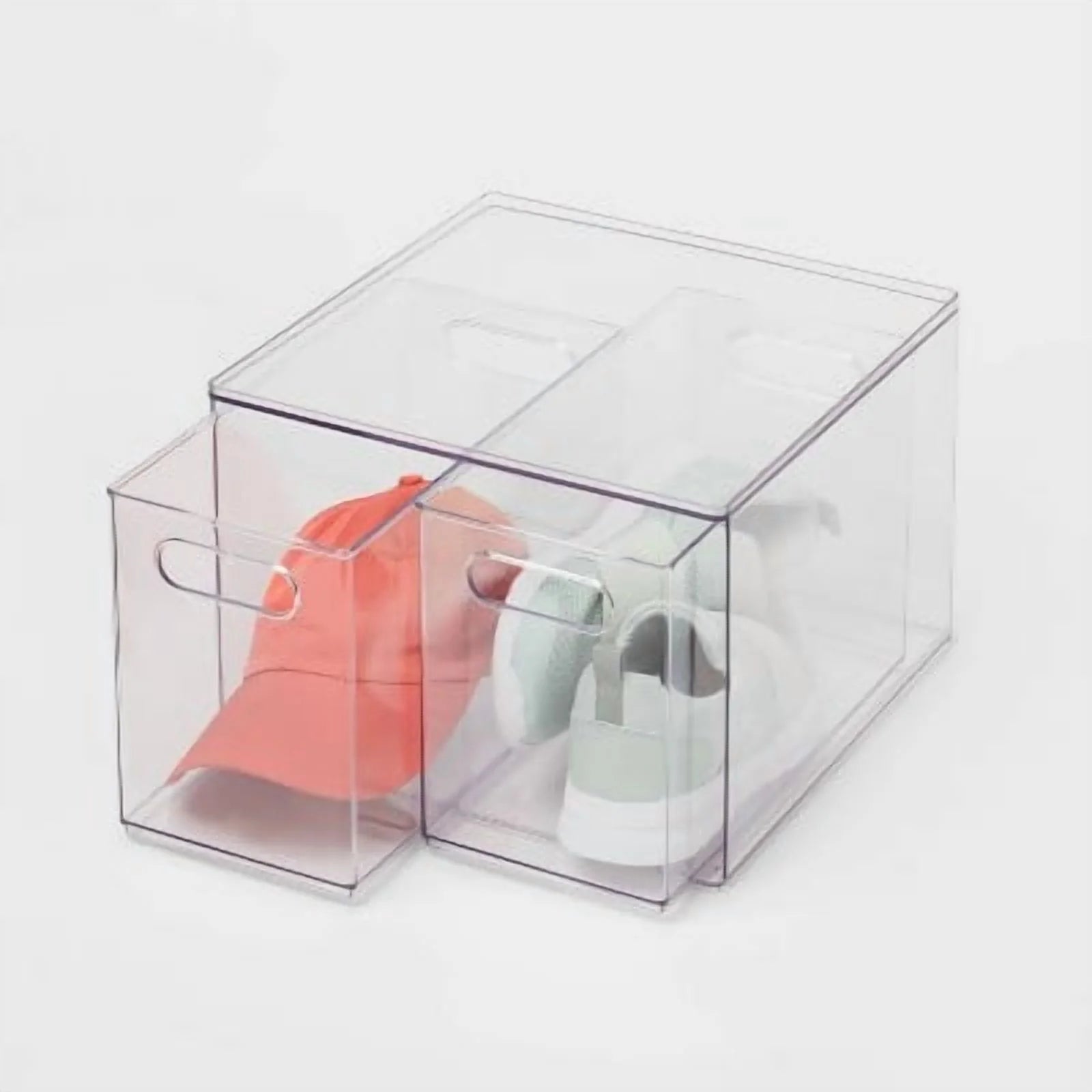 All Purpose 2 Drawer Storage ClearAcrylic Utility Bins,1352 Volume,H 12.6D 12.2