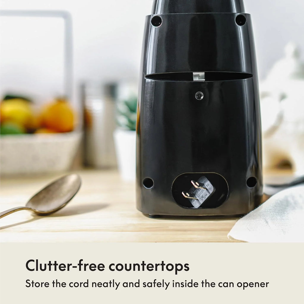 Electric Can Opener and Knife Sharpener Multifunctional Jar and Bottle Opener with Removable Cutting Lever and Cord Storage Stainless Steel Blade