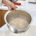 Rice Washer Strainer Bowl Stainless Steel Rice Washing Bowl Rice Colander Fruit and Vegetable Strainer Kitchen Tool A