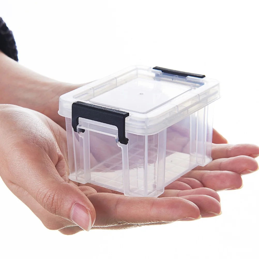 4Pcs Multi-functional Toy Storage Box Plastic Sundries Organizer with Lid Handles 8.5x6.5x5.0cm