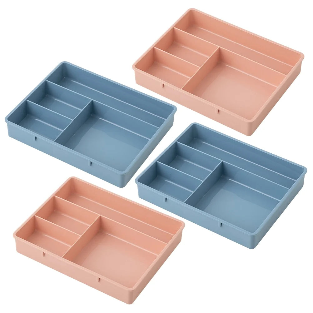 4 Pcs Office Storage Bins Drawers Four Grid Box Four-grid Compartment Case