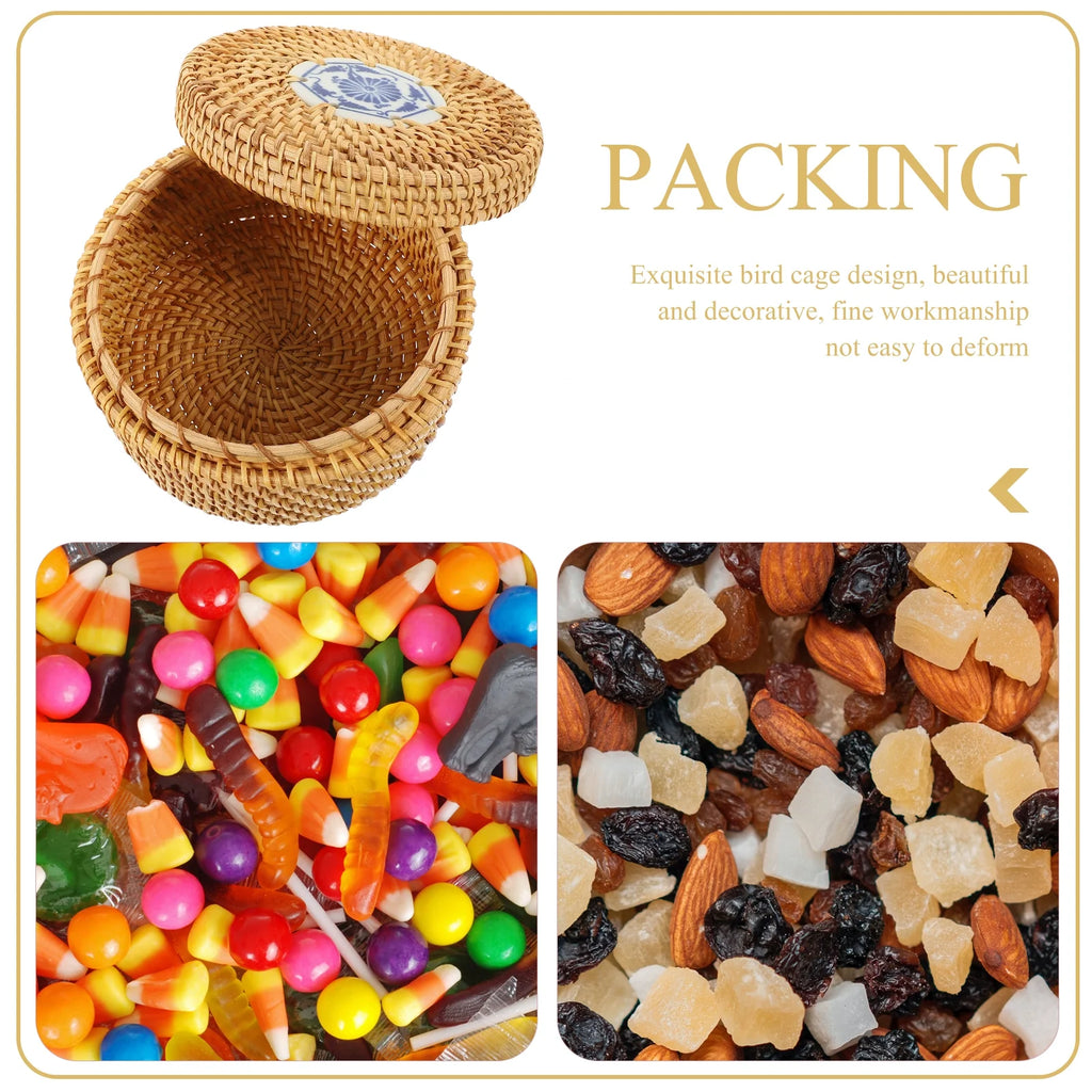 Toy Rattan Nut Box Household Storage Container 14X14X8CM