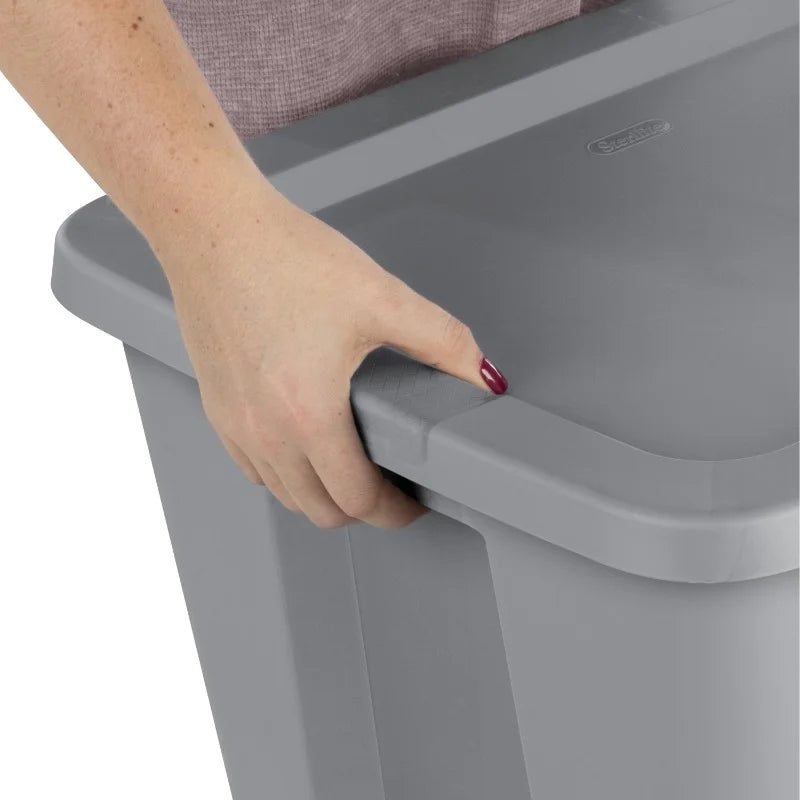 2-Pack 18 Gallon Heavy-Duty Plastic Storage Bins with Snap-On Lids - High Quality Stackable Gray Organizers for Home Garage Pantry &amp; Office - Space-Saving Rectangular Design with Reinforced Handles
