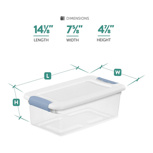 12-Pack Latching Box Stackable Storage Bins with Lids Clear Plastic 6 Quart