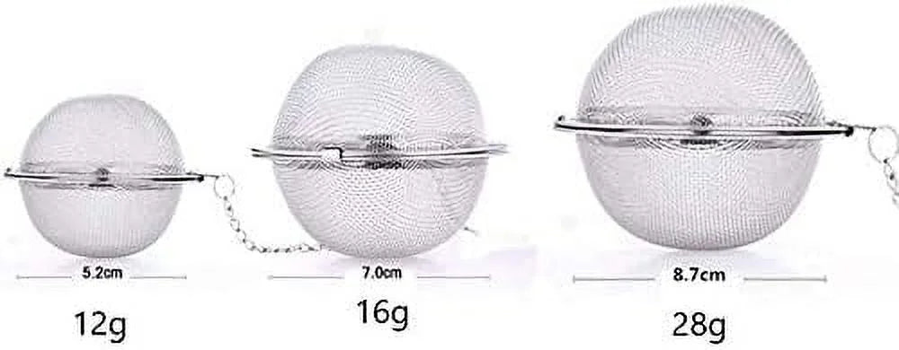 3pcs Stainless steel fine mesh seasoning ball kitchen soup spice stew filter kitchen tool metal tea bag tea ball (3pcs Round Shape),Silver,5cm/6cm/7cm