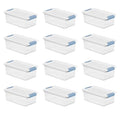 12-Pack Latching Box Stackable Storage Bins with Lids Clear Plastic 6 Quart