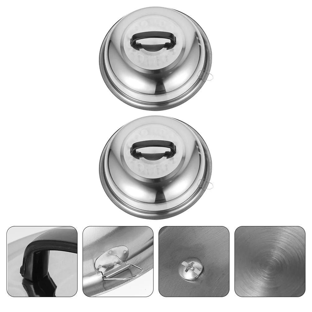 unbranded 2Pcs Stainless Steel Pot Covers 28.5cm Pot Lids Kitchen Accessories (Silver)