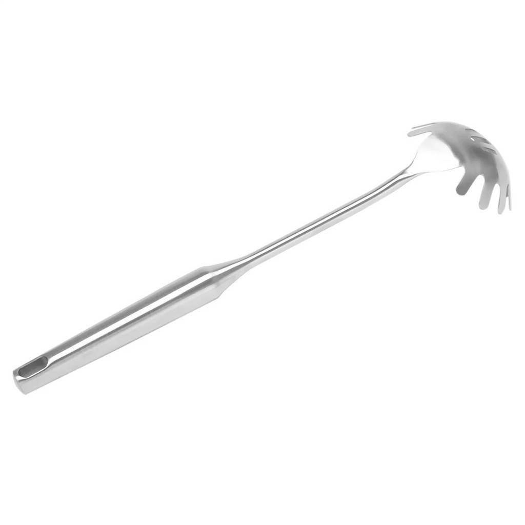 4 Pieces Stainless Steel Spaghetti Server Set Stainless Steel Spaghetti Pasta Tong Pasta Spoon Server Fork,2 x clip 2 x spoon,Silver