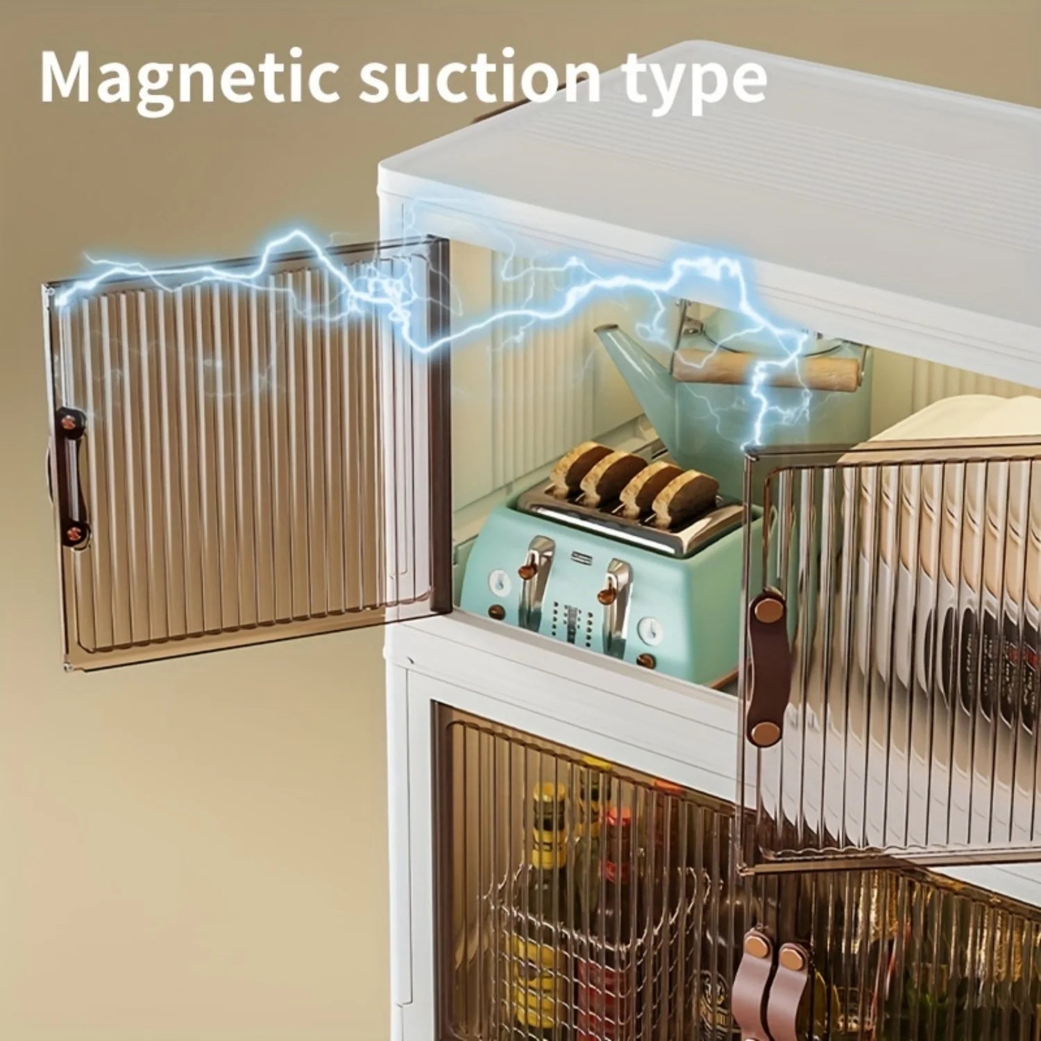 5-layer folding storage box magnetic cabinet door plastic drawer storage rack suitable for bedrooms study rooms toy rooms offices easy and convenient to move multi-layer storage box