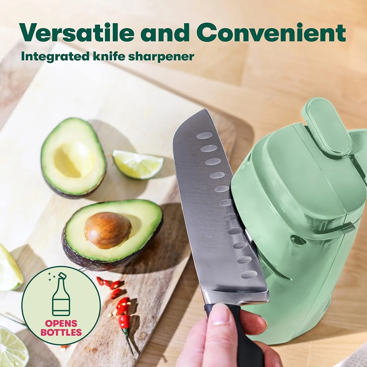 Electric Can Opener and Knife Sharpener Multifunctional Jar and Bottle Opener with Removable Cutting Lever and Cord Storage Stainless Steel Blade,