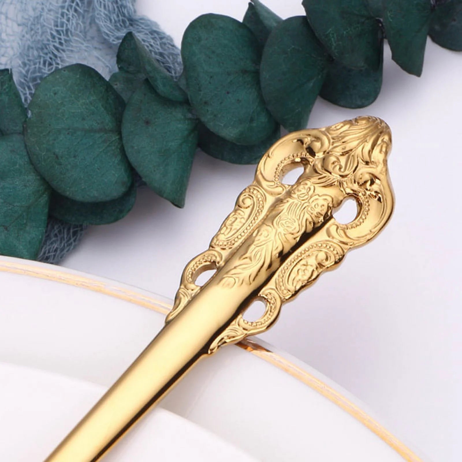 304 Stainless Steel Soup Ladle Cooking Tool Kitchen Gold Plated Spoon