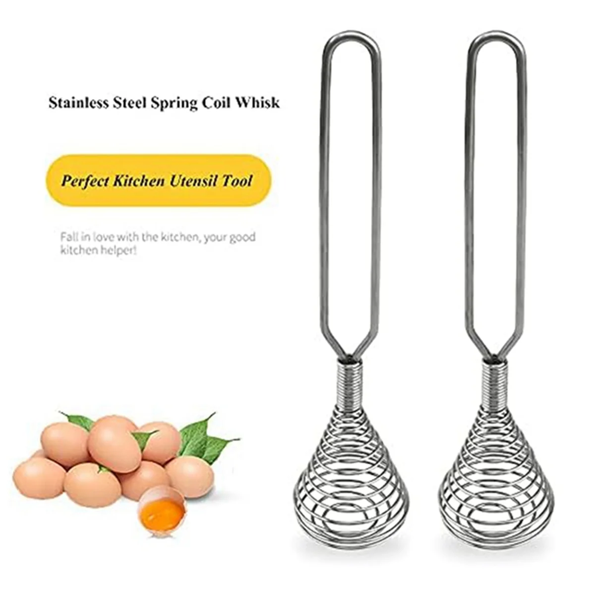 Stainless Steel Spring Coil Whisk Wire Whip-Cream Egg Beater -Cream Hand Mixer Kitchen Tool Accessories for Mixing
