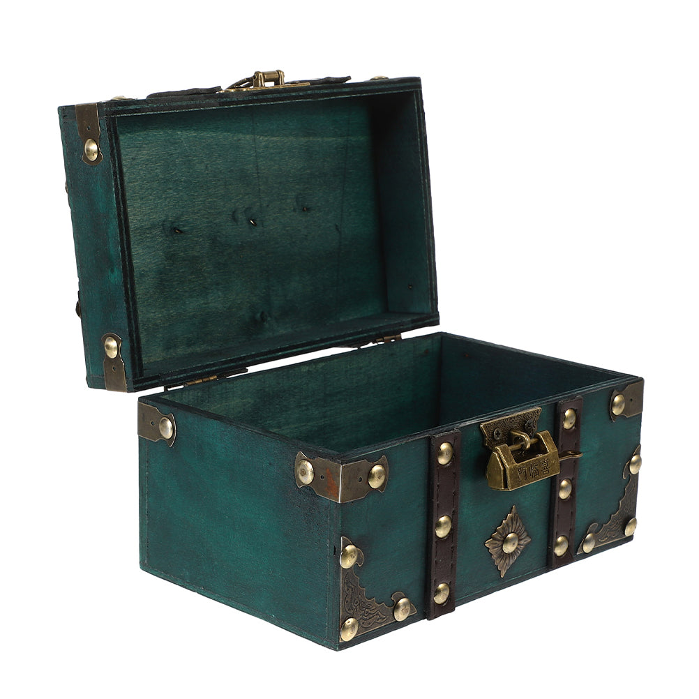 Wooden Storage Box Keepsake Stash Photo Treasure Chest Crate Dark Green