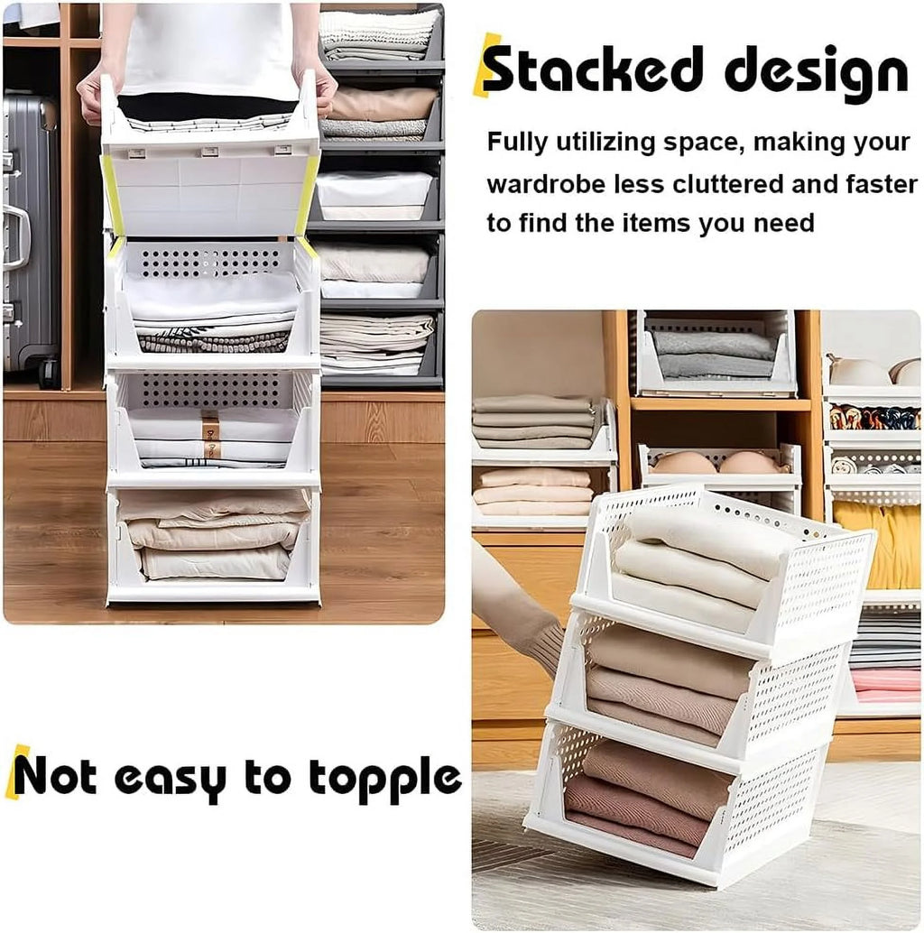 5 Pack Stackable Closet Storage Box,Closet Shelf Organizer and Storage Plastic Drawer Storage,Wardrobe Organizer Closet Organizers Storage Box for Cupboard Kitchen Office(5L)