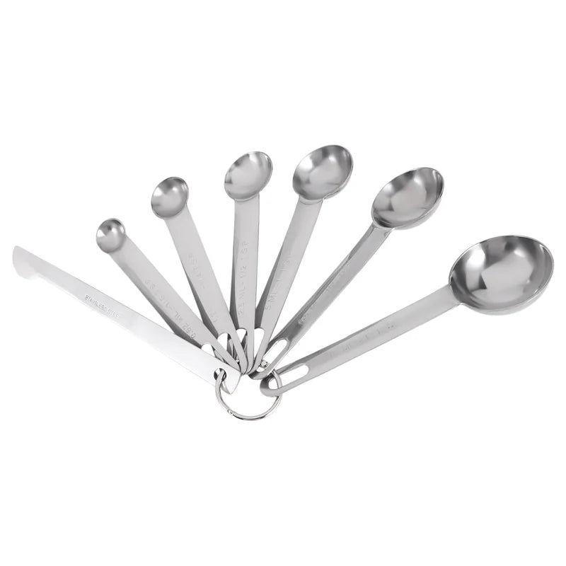 Stainless Steel Measuring Spoons Cups Set Small Tablespoon Teaspoons Set 6 with Bonus C4662