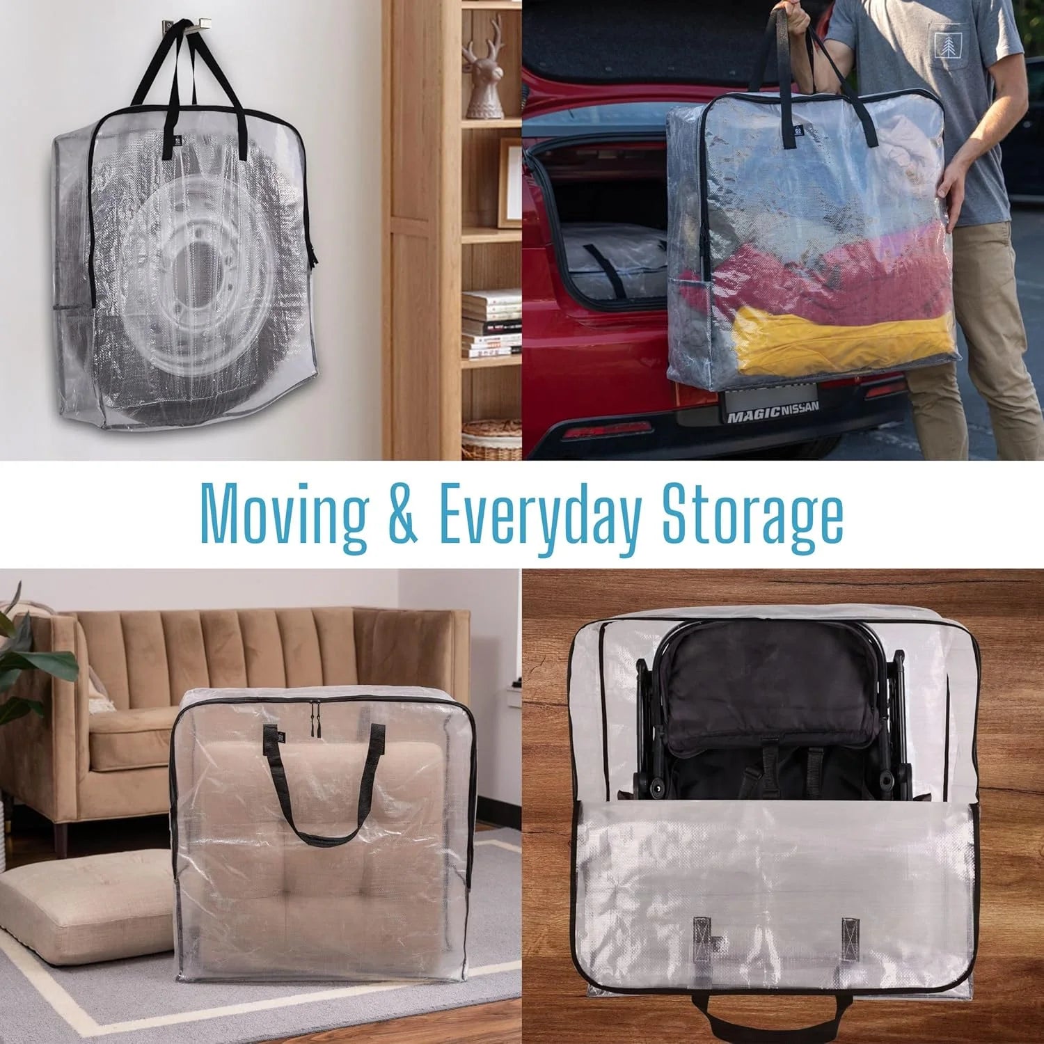 4 Pack Wreath Storage Bag Summer Christmas Decoration Garland Container 30 Inch Clear Door Wreath Organizers Moving Boxes Packing Supplies for College